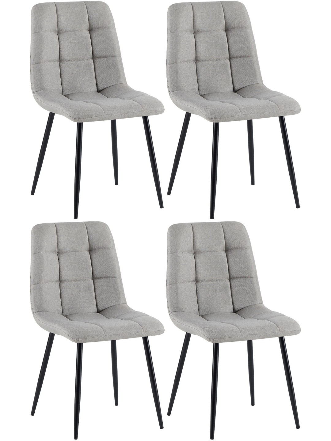 Lot de 4 chaises de salle à manger tissu Antibes, gris clair