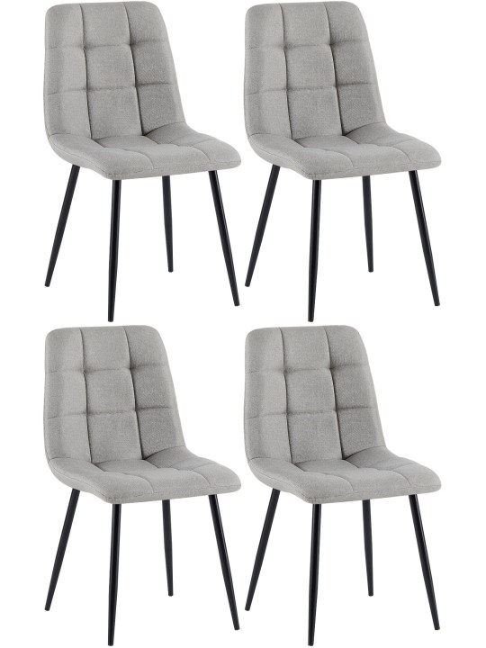 Lot de 4 chaises de salle à manger tissu Antibes, gris clair