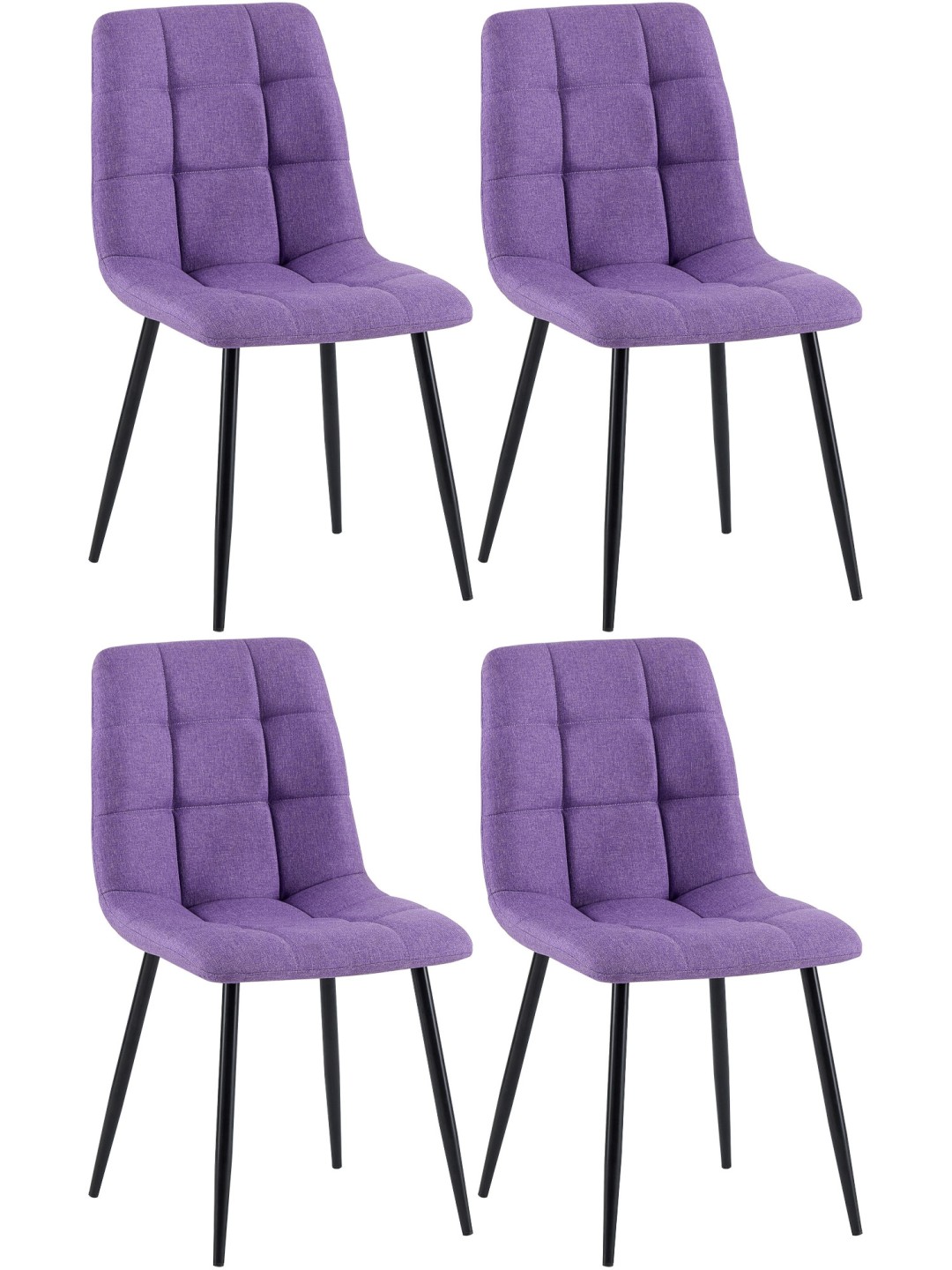 Lot de 4 chaises de salle à manger tissu Antibes, lilas