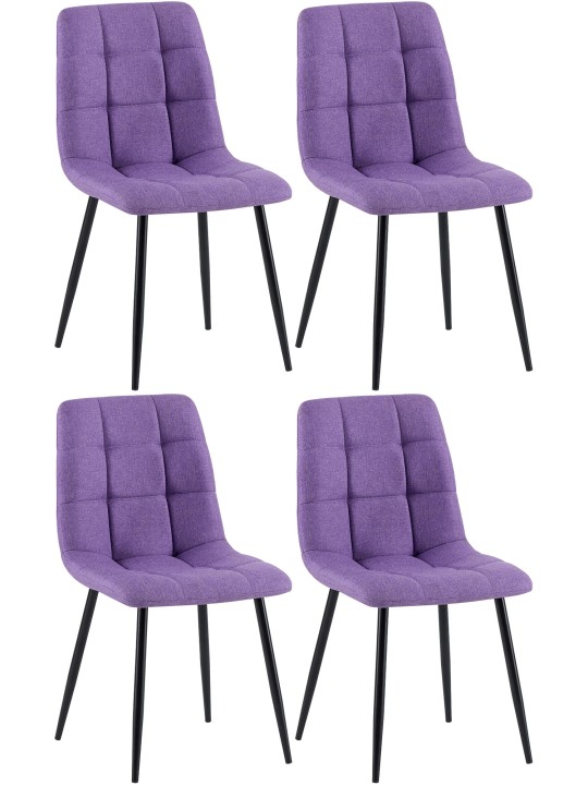 Lot de 4 chaises de salle à manger tissu Antibes, lilas