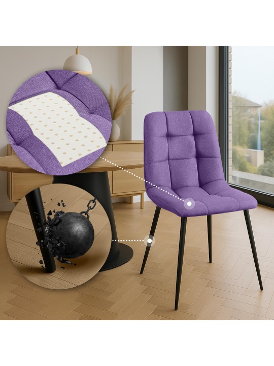 Lot de 4 chaises de salle à manger tissu Antibes, lilas