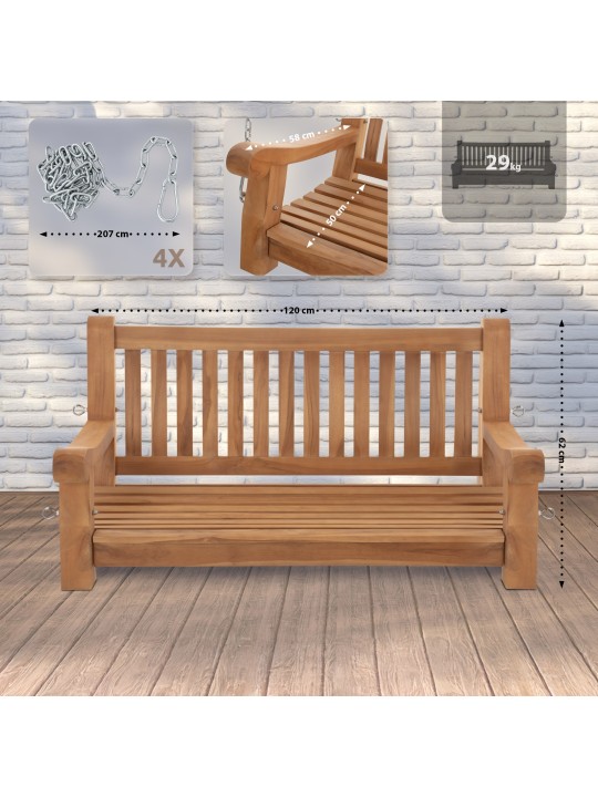 Banc à bascule Joyce 120 cm, teck
