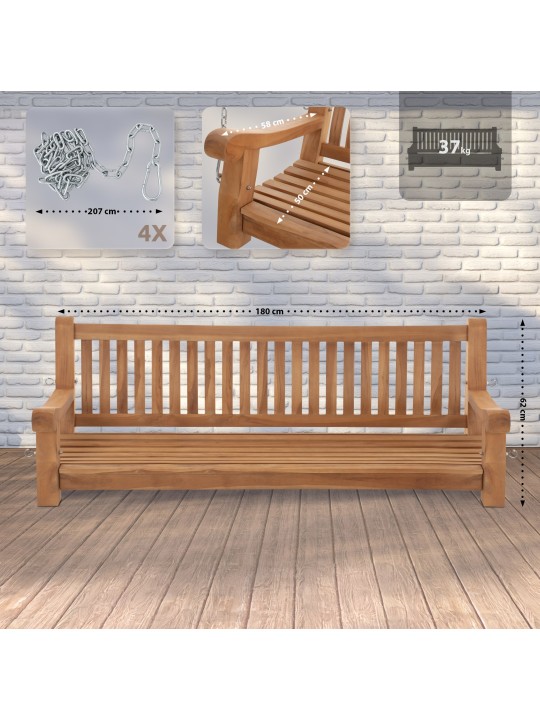 Banc à bascule Joyce 180 cm, teck
