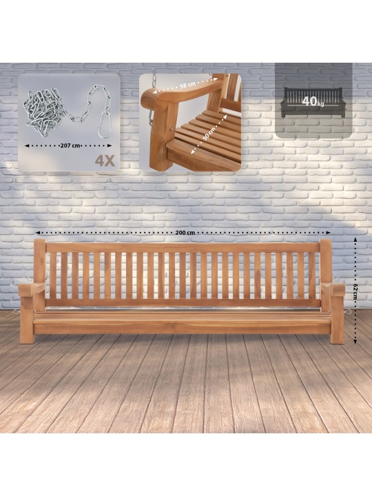 Banc à bascule Joyce 200 cm, teck