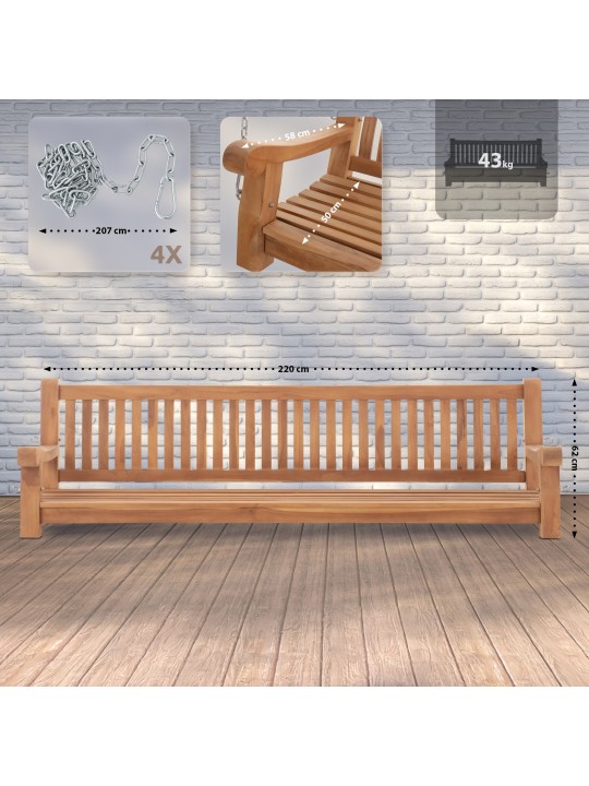 Banc à bascule Joyce 220 cm, teck