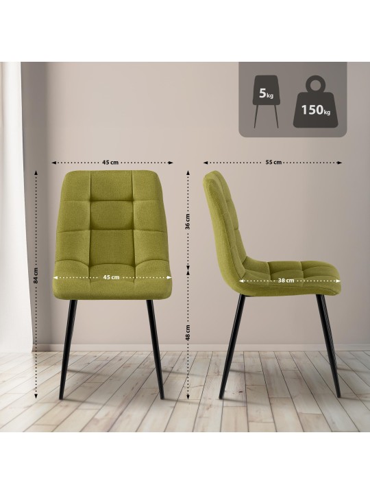 Chaise de salle à manger tissu Antibes, vert Chaise de salle à manger tissu Antibes, vert