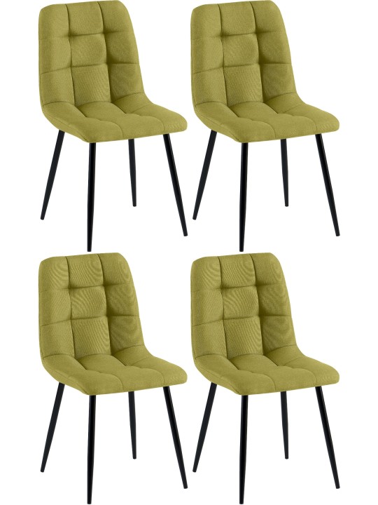Lot de 4 chaises de salle à manger tissu Antibes, vert Lot de 4 chaises de salle à manger tissu Antibes, vert