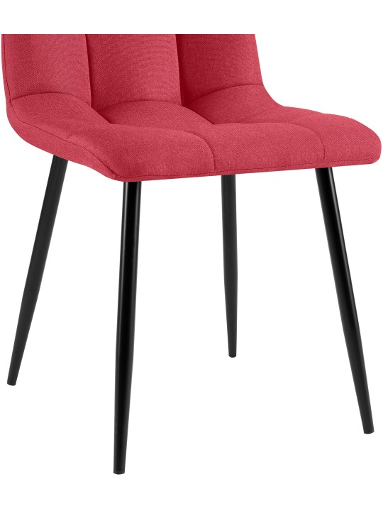 Lot de 4 chaises de salle à manger tissu Antibes, rouge