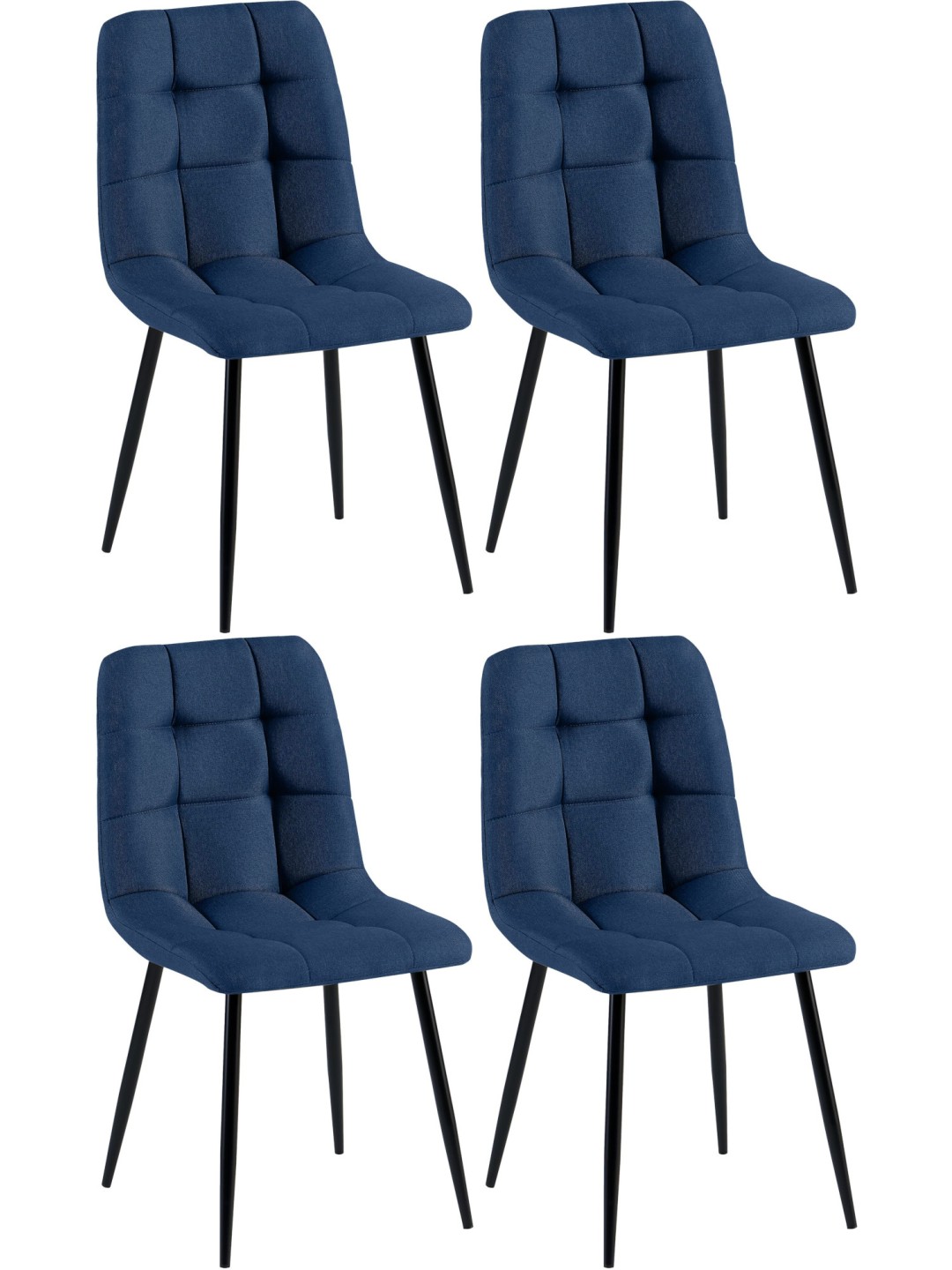 Lot de 4 chaises de salle à manger tissu Antibes, bleu