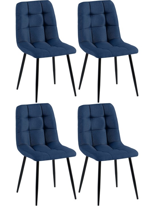 Lot de 4 chaises de salle à manger tissu Antibes, bleu