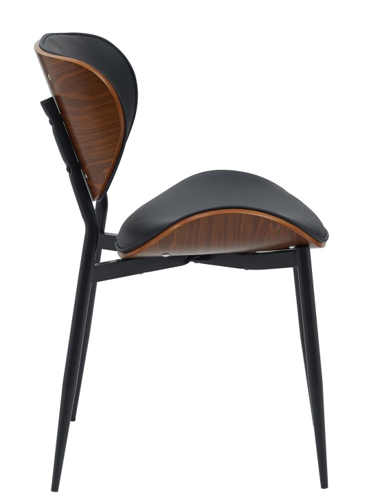 Lot de 2 chaises de salle à manger Enid simili cuir, noyer/noir