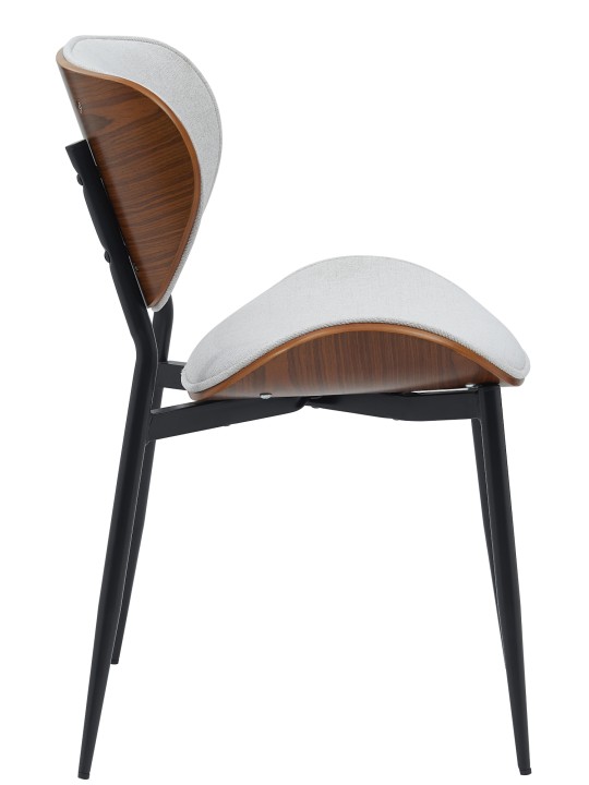 Lot de 2 chaises de salle à manger Enid tissu, noyer/crème