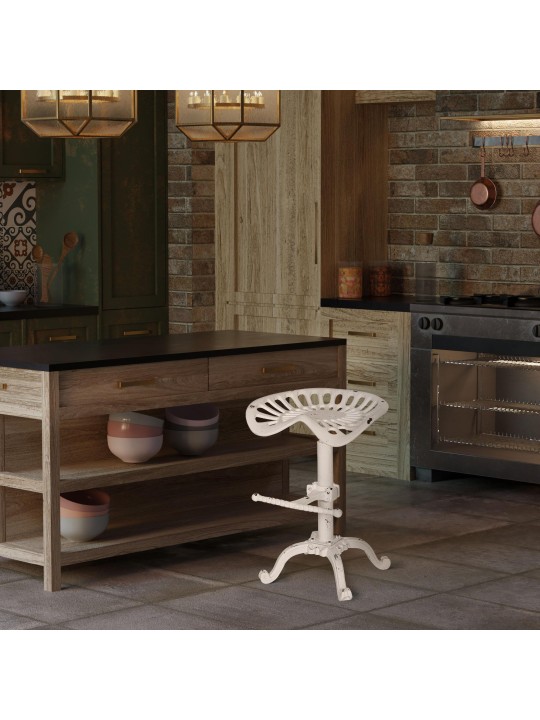 Tabouret de bar Butch, blanc antique Tabouret de bar Butch, blanc antique