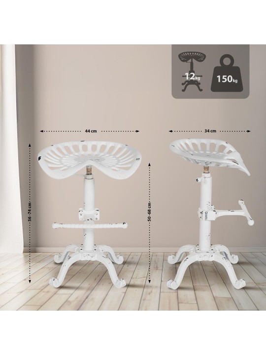 Tabouret de bar Butch, blanc antique Tabouret de bar Butch, blanc antique