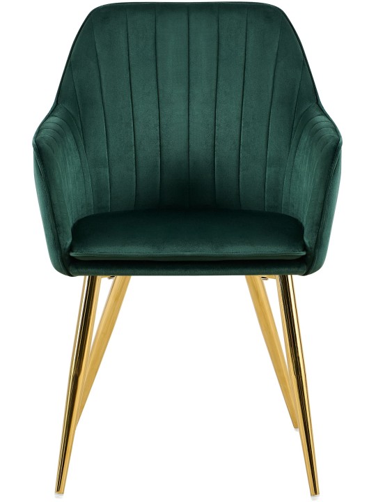Chaise de salle à manger Cheryl velours or, vert Chaise de salle à manger Cheryl velours or, vert