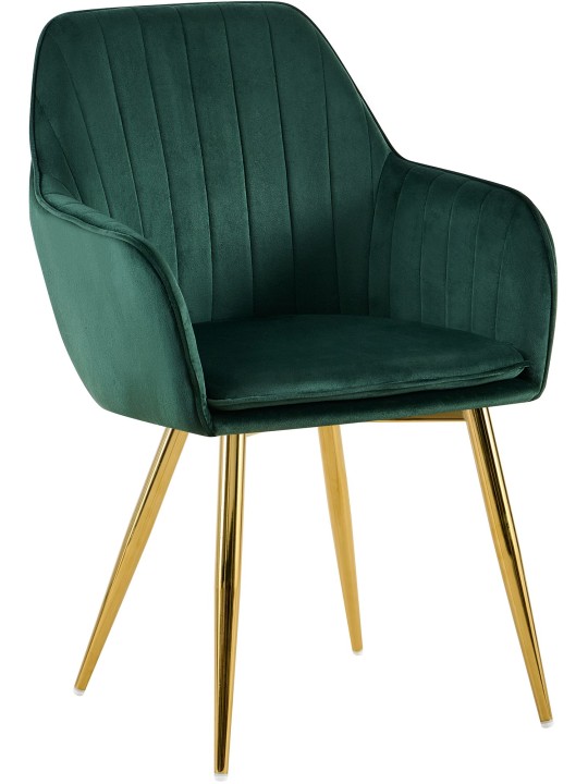 Chaise de salle à manger Cheryl velours or, vert Chaise de salle à manger Cheryl velours or, vert