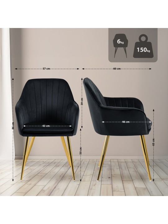 Chaise de salle à manger Cheryl velours or, noir Chaise de salle à manger Cheryl velours or, noir