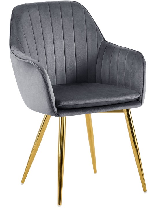 Chaise de salle à manger Cheryl velours or, gris foncé