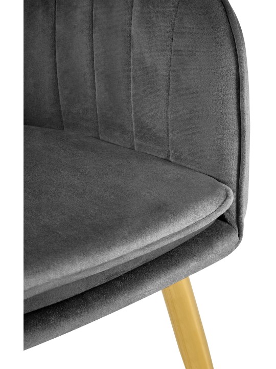 Chaise de salle à manger Cheryl velours or, gris foncé