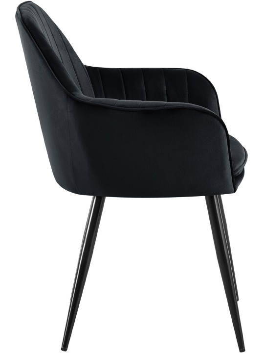 Chaise de salle à manger Cheryl velours, noir