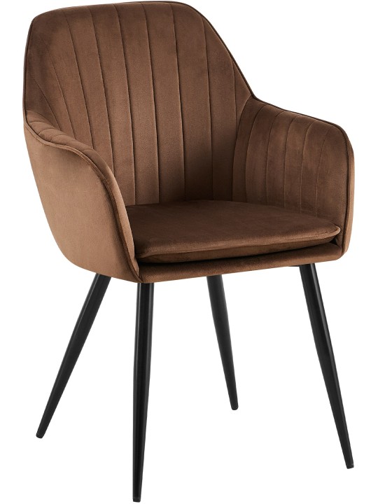Chaise de salle à manger Cheryl velours, brun
