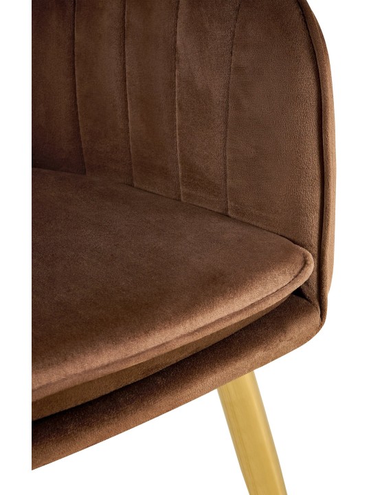 Chaise de salle à manger Cheryl velours or, brun