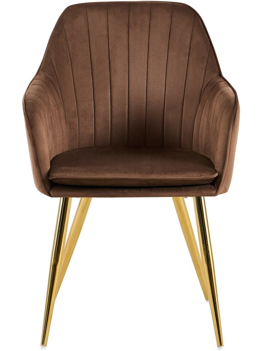 Chaise de salle à manger Cheryl velours or, brun