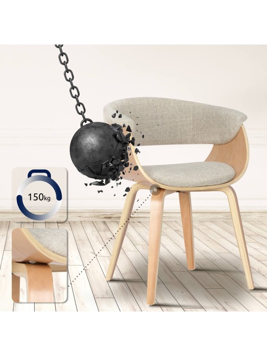 Chaise Bruce tissu naturel, crème