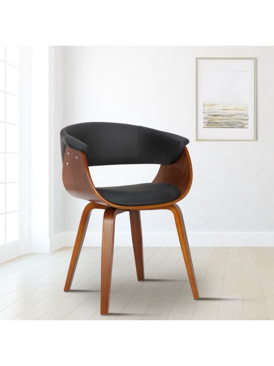 Chaise Bruce simili cuir noyer, noir