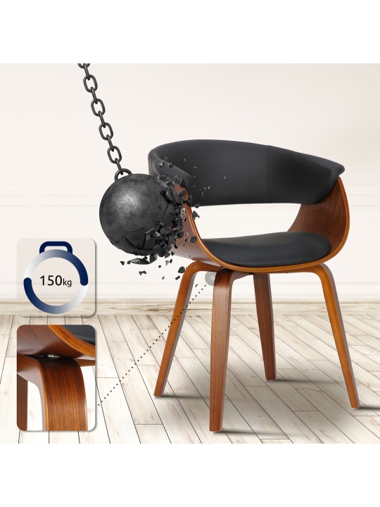 Chaise Bruce simili cuir noyer, noir