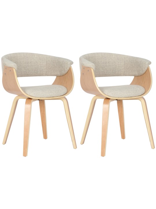 Lot de 2 chaises Bruce tissu, naturel/crème