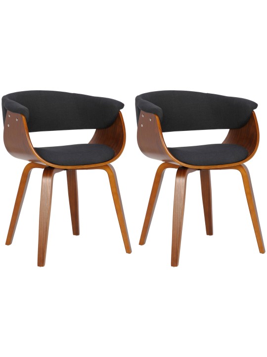 Lot de 2 chaises Bruce tissu, noyer/noir