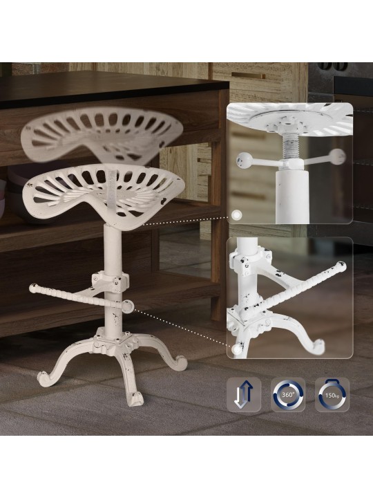 Lot de 2 tabourets de bar Butch, blanc antique Lot de 2 tabourets de bar Butch, blanc antique