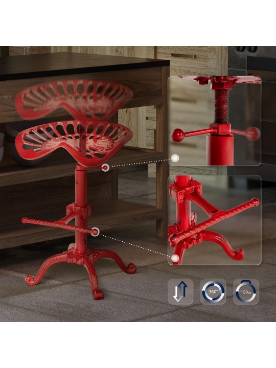 Lot de 2 tabourets de bar Butch, rouge
