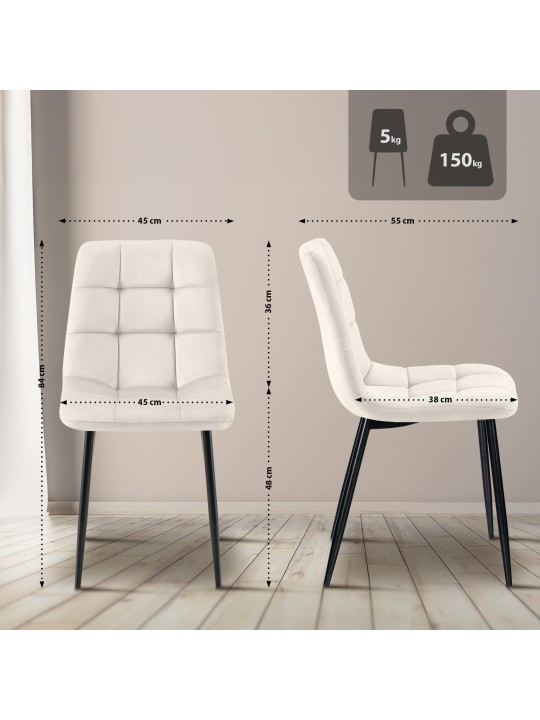 Ensemble de 4 chaises de salle à manger Antibes, blanc crème