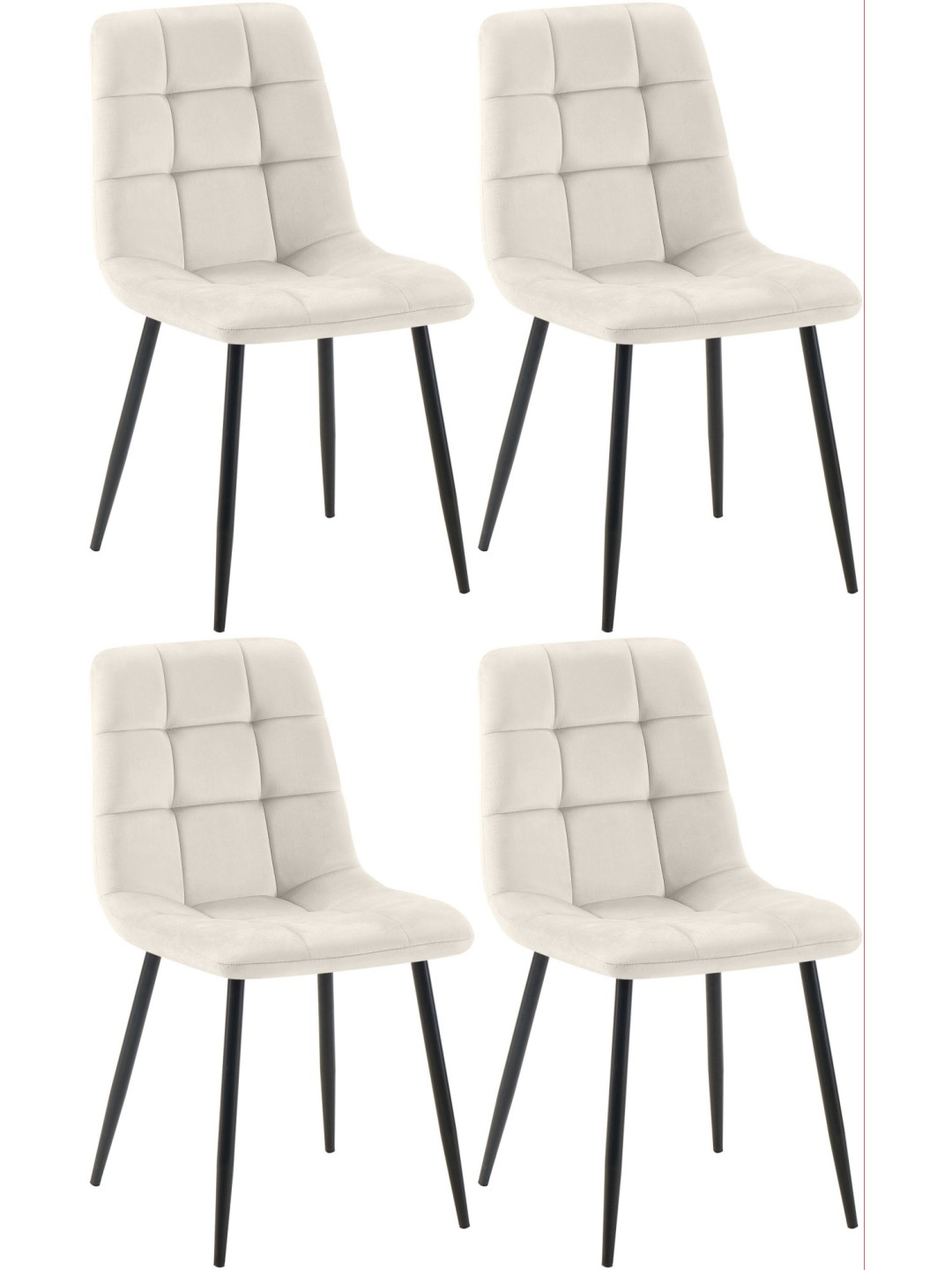 Ensemble de 4 chaises de salle à manger Antibes, blanc crème