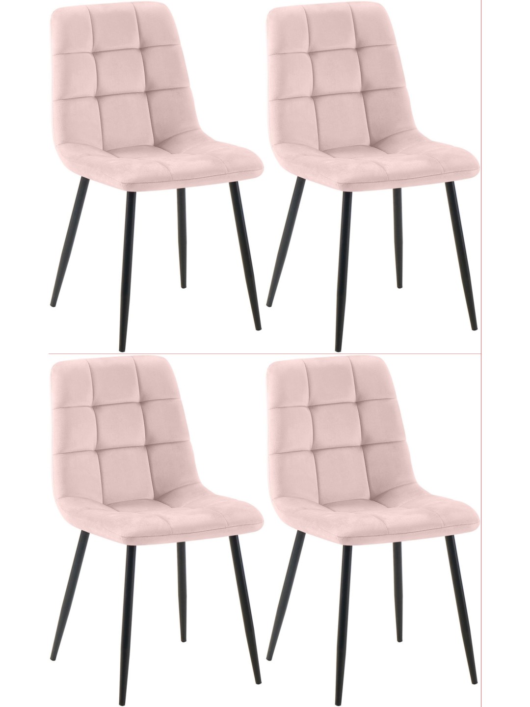 Ensemble de 4 chaises de salle à manger Antibes, rose