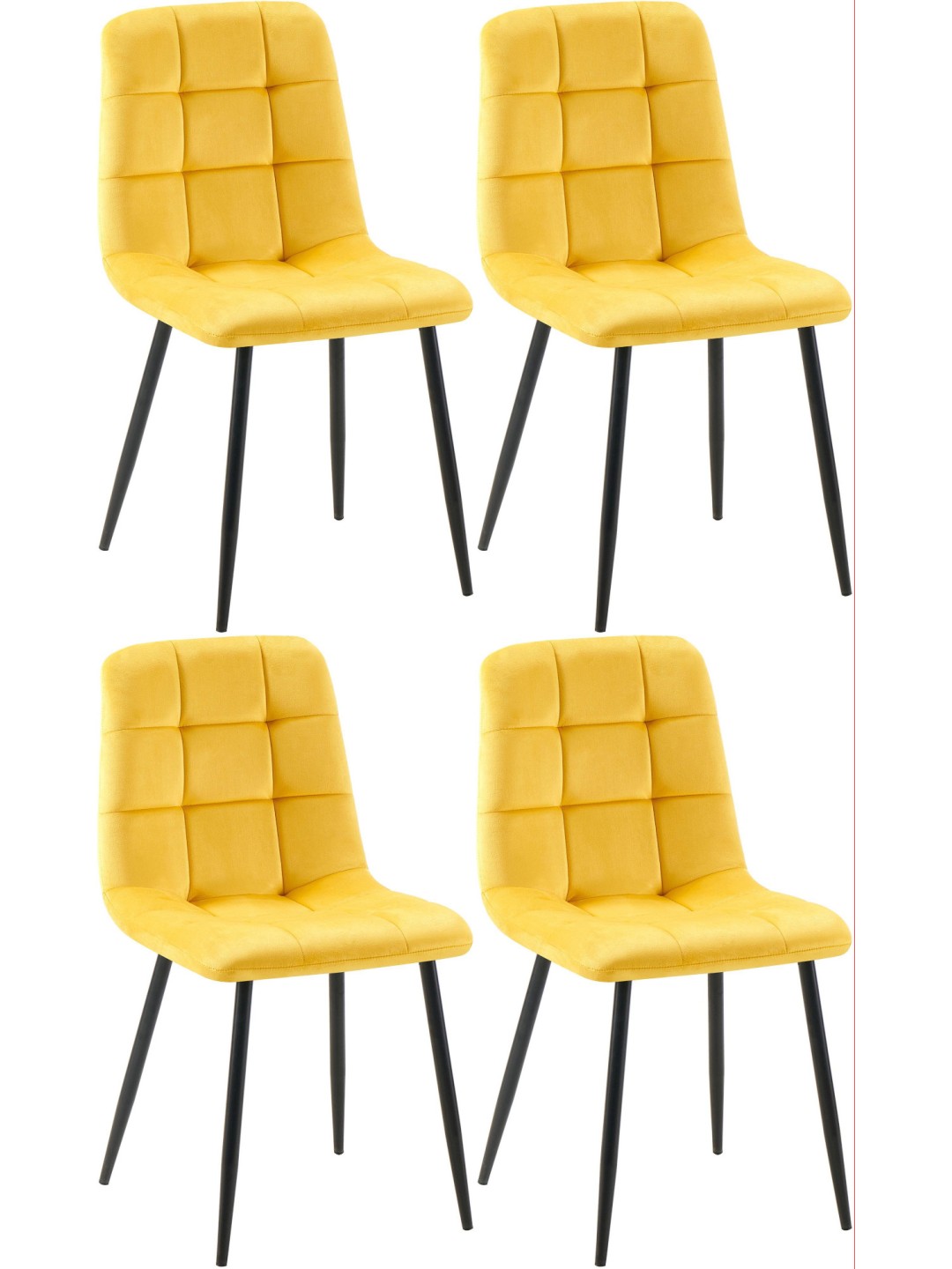 Ensemble de 4 chaises de salle à manger Antibes, jaune