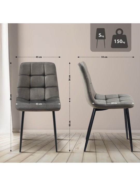 Ensemble de 4 chaises de salle à manger Antibes, anthracite