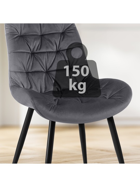 Chaise de salle à manger en velours Rossford, gris foncé Chaise de salle à manger en velours Rossford, gris foncé