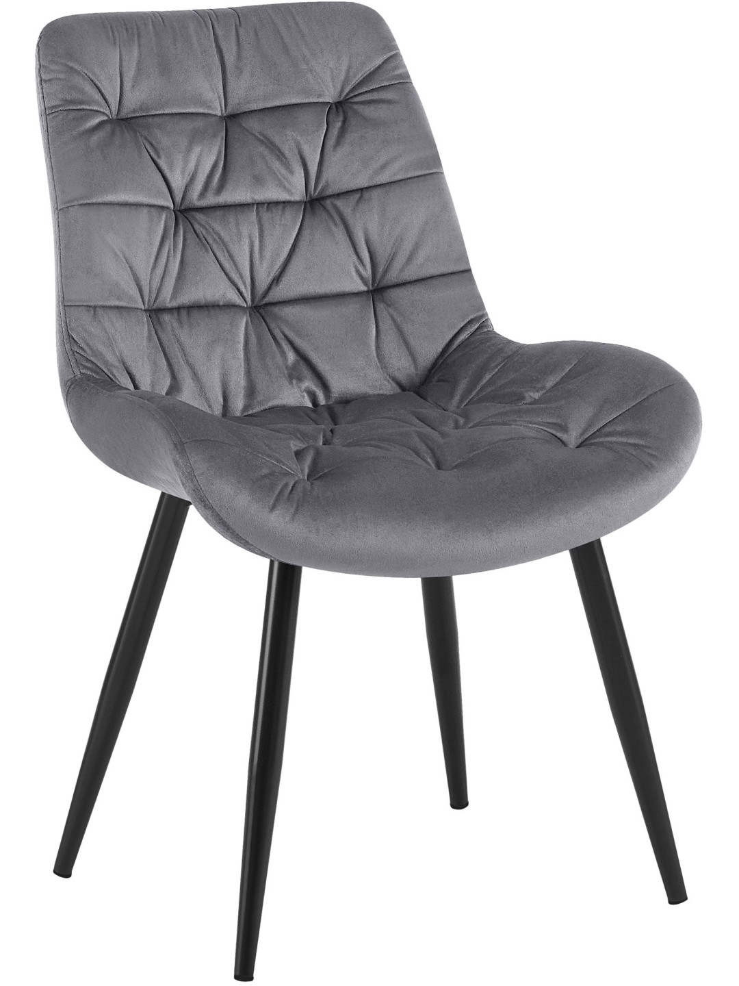 Chaise de salle à manger en velours Rossford, gris foncé