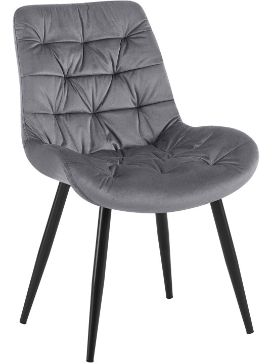Chaise de salle à manger en velours Rossford, gris foncé Chaise de salle à manger en velours Rossford, gris foncé