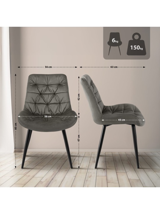 Ensemble de 2 chaises de salle à manger Rossford, anthracite