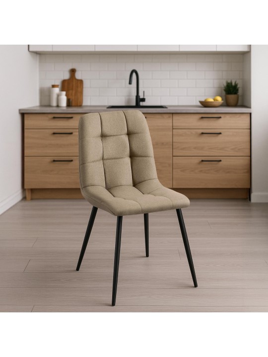 Lot de 4 chaises de salle à manger tissu Antibes, taupe