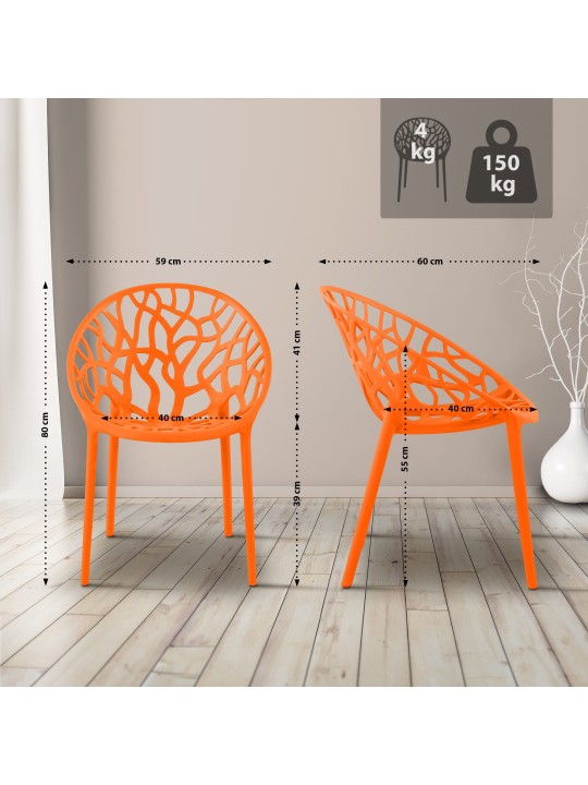 Ensemble de 4 chaises Hope, orange