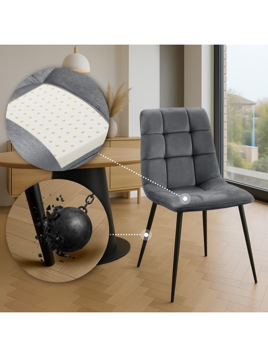 Chaise de salle à manger Tilde velours, gris foncé Chaise de salle à manger Tilde velours, gris foncé