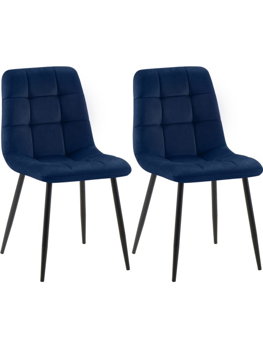 Lot de 2 chaises de salle à manger Tilde velours, bleu