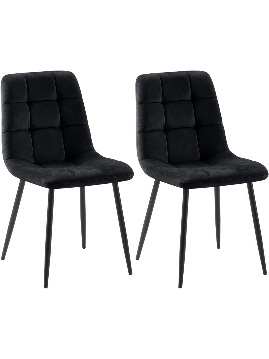 Lot de 2 chaises de salle à manger Tilde velours, noir