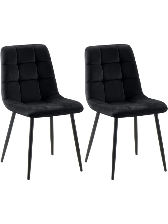 Lot de 2 chaises de salle à manger Tilde velours, noir