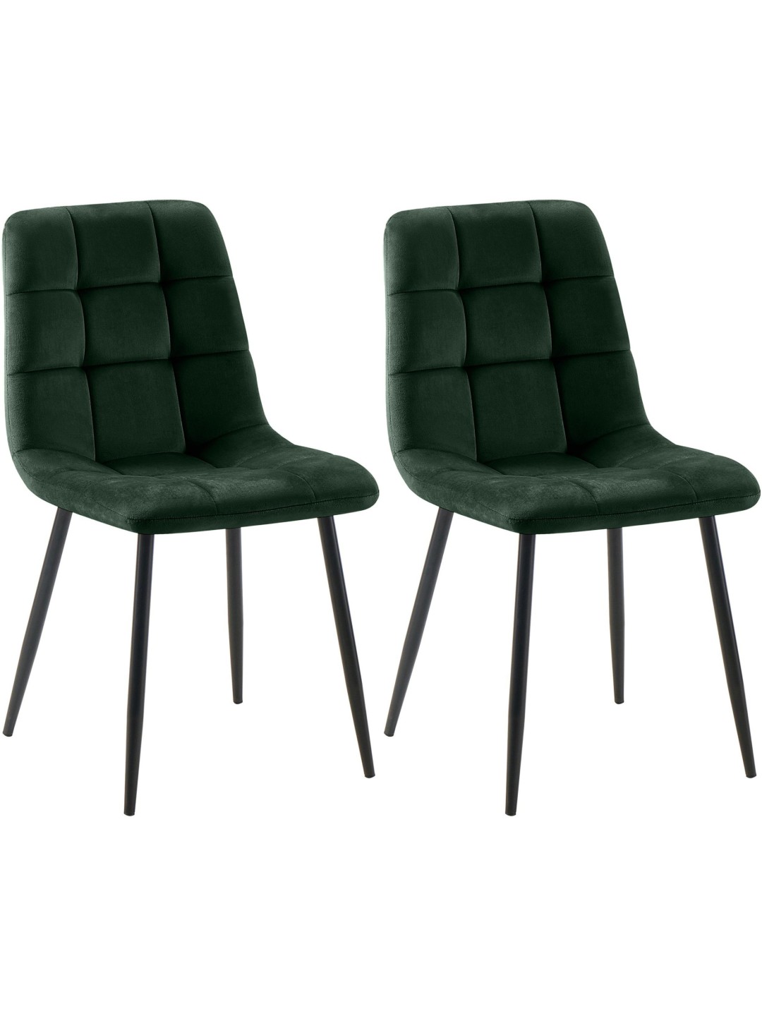 Lot de 2 chaises de salle à manger Tilde velours, vert
